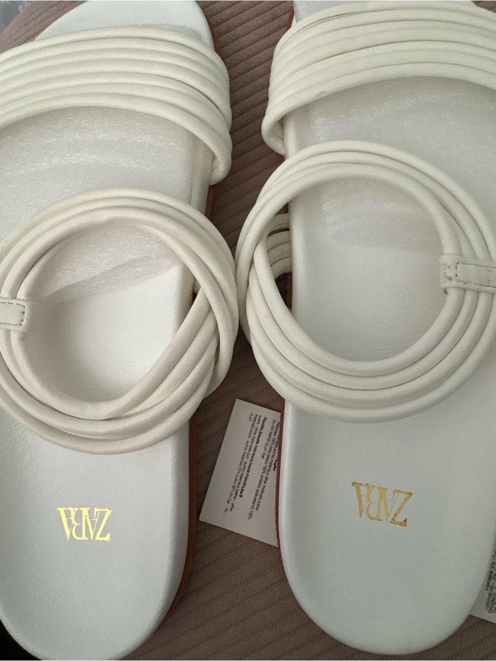 ZARA Cream Coiled-Strap Slide Sandals